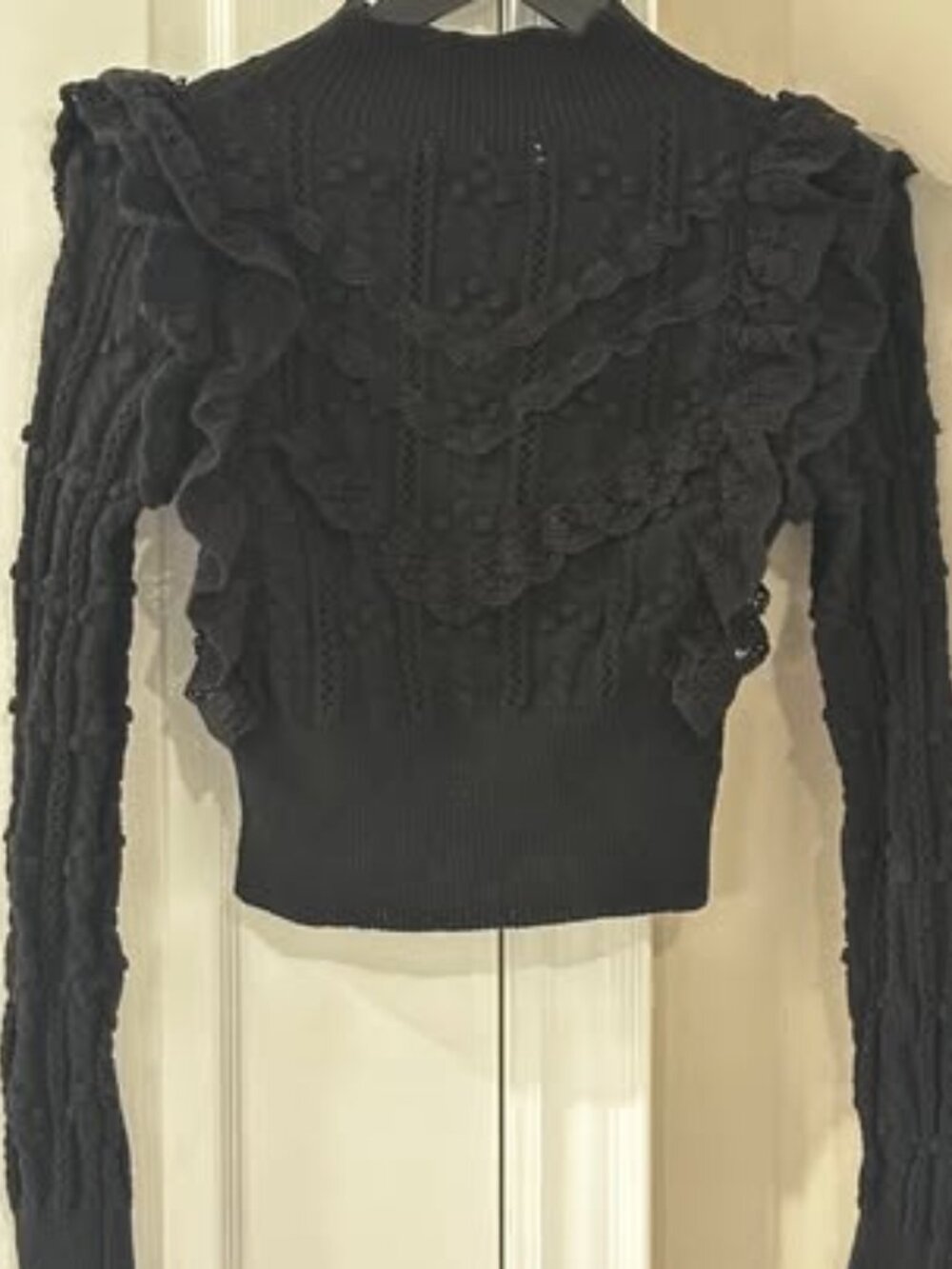 Zara Black Ruffled Knit Top - Size S